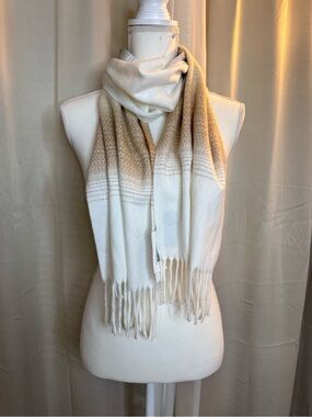 NWT Steve Madden Ombre Fringe Scarf Camel Ivory Gray 72” Soft Winter Wrap